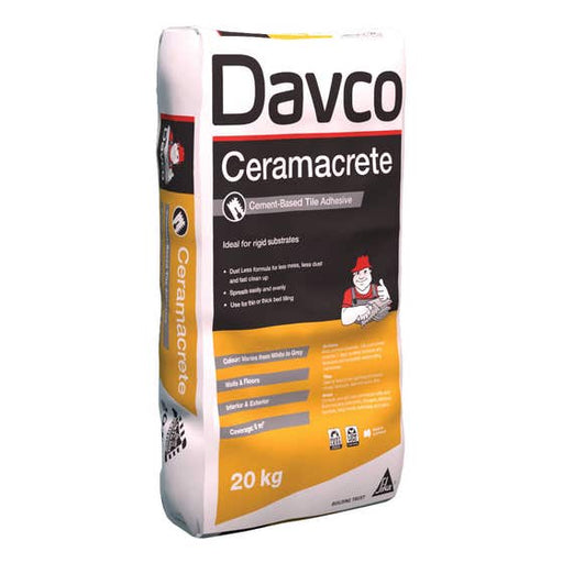 Adhesive Tile Ceramacrete Wall Floor Grey 5kg Bag Davco