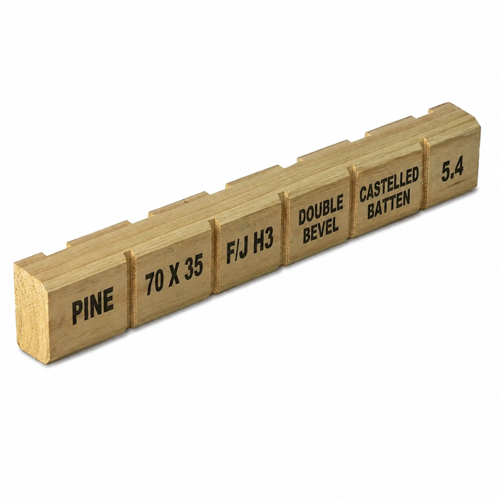 PINE 70 X 35 F/J H3 DOUBLE BEVEL CASTELLED BATTEN 5.4