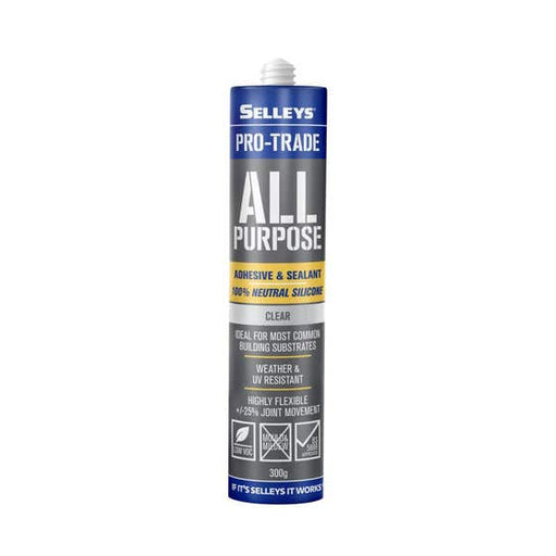 Silicone All Purpose Pro-trade Clear 300g Selleys