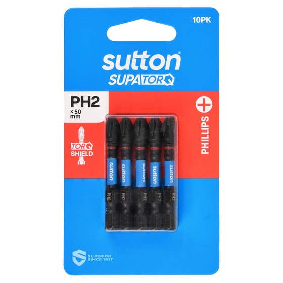 Bit Screwdriver S200 Supatorq PH2 50mm 10Pk Sutton