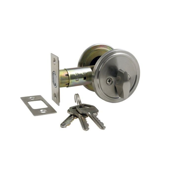 Deadbolt Sgl Cylinder Rnd Slimline Jura E Throw 27mm 9060.SB