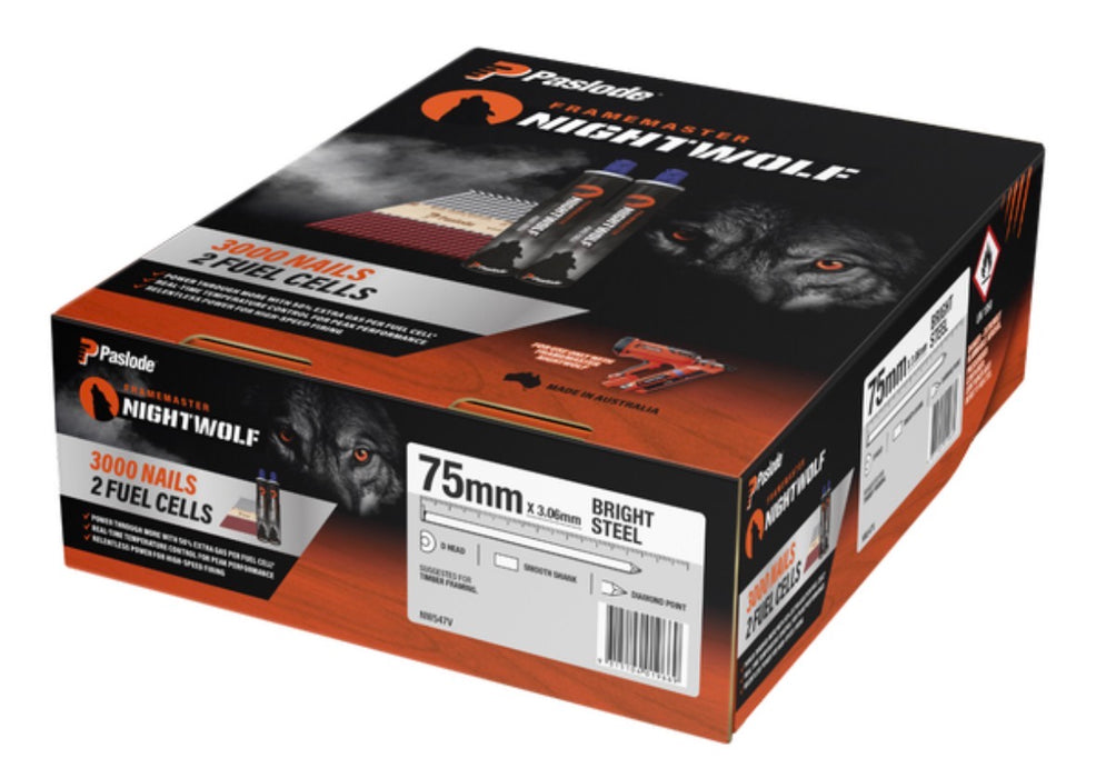Paslode NightWolf 75mm Nail Pallet – 64 Boxes + Claim 2 FREE Framers (Redemption)